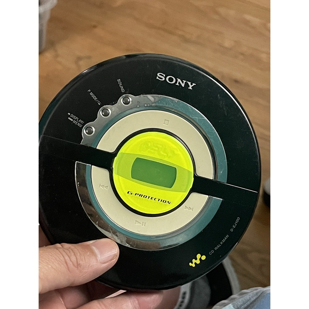 Sony Black and Neon Green Portable CD Player